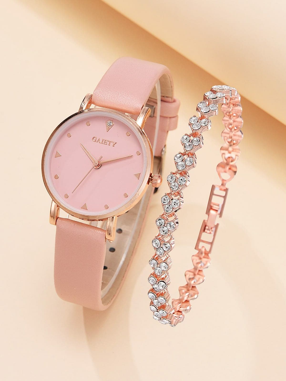Elegant Pink Watch & Bracelet Set
