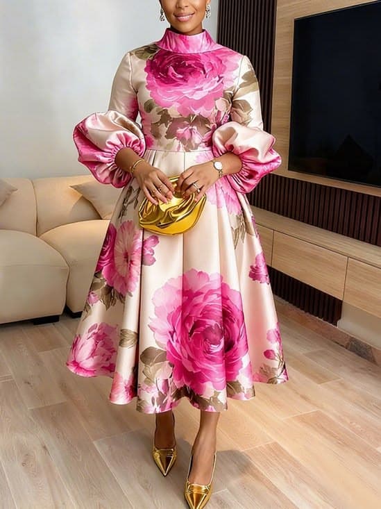Pink Floral Royal Maxi Dress